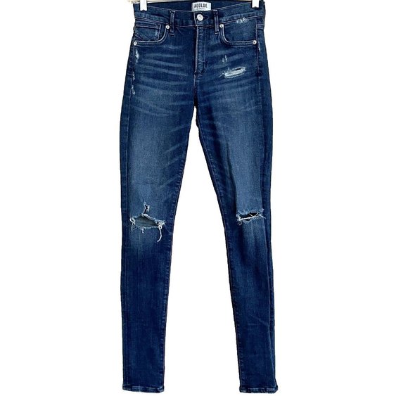 Agolde Sophie Skinny Distressed Jeans Size 24 Stretch Denim - Picture 3 of 12